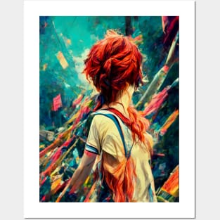 Colorful woman looking back Posters and Art